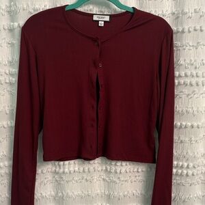 Forever 21 Burgundy Button Down Top